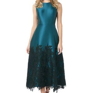 Kay Unger Dark Aqua and Black Lola Dress